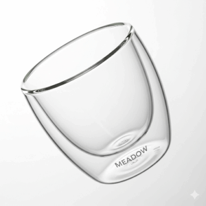 meadow double wall glass mug – heat resistant insulated coffee & tea cup (350ml)