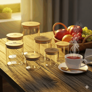 meadow airtight glass food storage jars – kitchen organization containers with bamboo lids (set of 3)