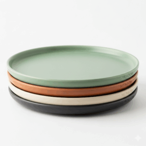 meadow stoneware dinner plate set – matte glazed ceramic tableware for everyday & entertaining (set of 4, 10.5”)