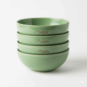 meadow ceramic soup bowl set – matte glazed stoneware bowls for soup, cereal & pasta (set of 4, 600ml)